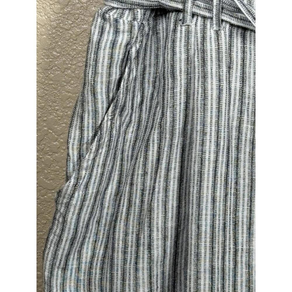 American Eagle Jumpsuit Women Sz XL  Gray White Linen Cotton Belted Lined - Picture 4 of 9